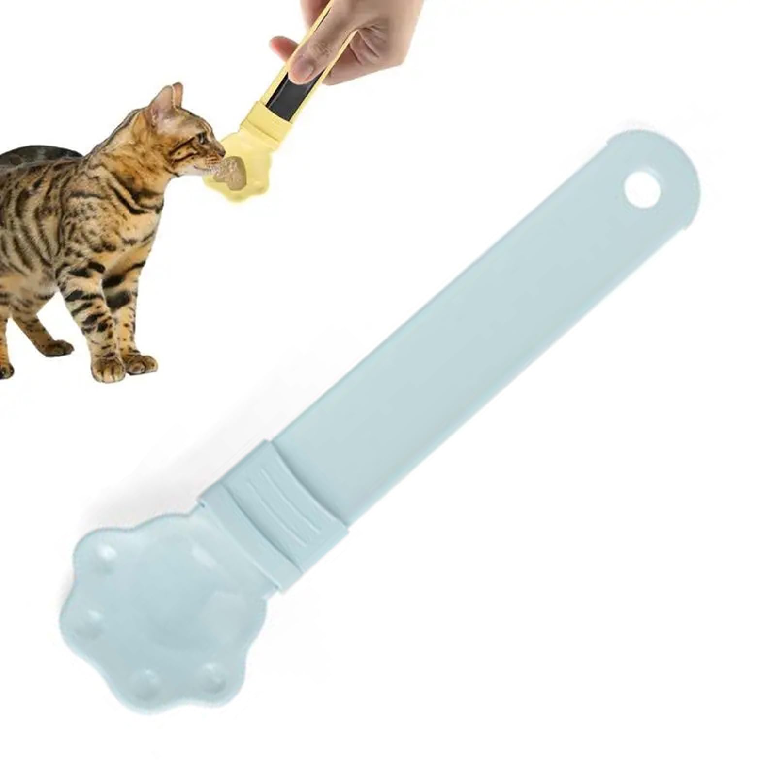 2x Katzenfutterspender – Für Nassfutter & Leckerli-Püree, Aus PP, Blau/weiß, 17 Cm Lang
