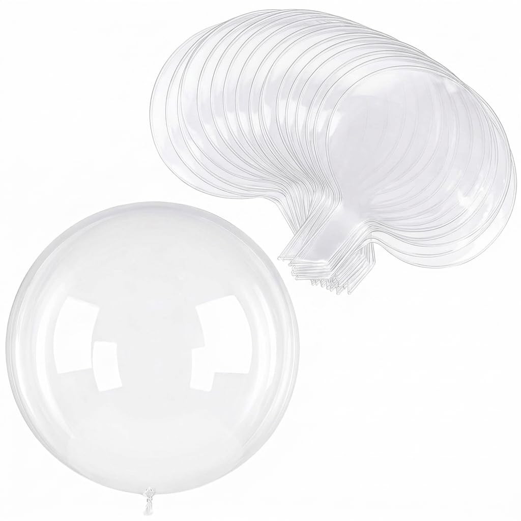 20 Pcs Bobo Balloons,Clear Bubble Balloons to Fill,24 Inch Transparent Balloon,Plastic Balls Ballons,Large Round Crystal Fillable Baloons for Wedding,Anniversary,Festival,DIY Birthday Party Decoration