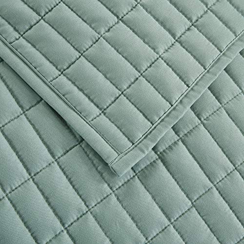 Comfort Spaces Kienna Quilt Set-Luxury Double Sided Stitching Design Summer Blanket, Lightweight, Soft, All Season Bedding Layer, Matching Sham, Seafoam, Coverlet Full/Queen(90"X90") 3 Piece #TOP6