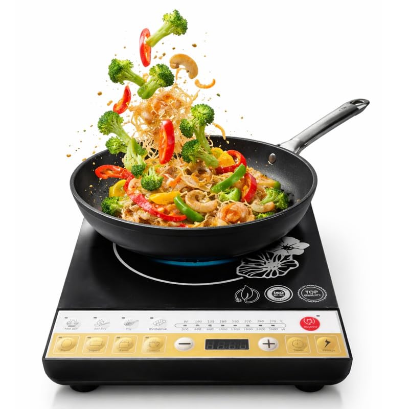 Image of Drumstone 𝟏𝟓 𝐘𝐄𝐀𝐑𝐒 𝐖𝐀𝐑𝐑𝐀𝐍𝐓𝐘 Portable Infrared 2000W, Electric Stove with Touch Panel, 4-Digit Display, Timer & 8 Heat Settings, Compatible with All Utensils, Fast Heating