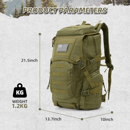 35L Military Tactical Backpack for Men, Water Resistant Assault Pack for Women, Army Green Molle Daypack 3 Day Bug Out Bag Rucksack for Trekking,Camping,Survival,EDC - Image 4