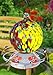 Grateful Gnome - Hummingbird Feeder - Hand Blown Glass - Half Yellow Flowers and Half Wild Flowers Globe - 24 Fluid Ounces Free Bonus Accessories S-Hook, Ant Moat, Brush and Hemp Rope Included