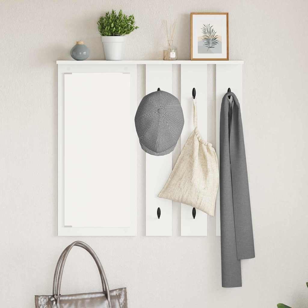 Porte-manteau mural miroir blanc bois pour optimiser les couloirs étroits