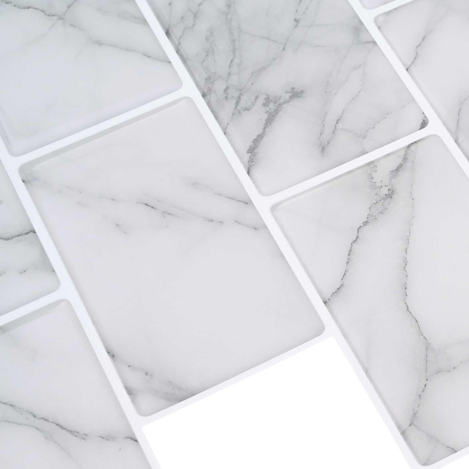 Azulejo de metro 50 piezas blanco mármol 30 x 30 cm autoadhesivo poliuretano PET para baño cocina diseño moderno diseño creativo espacio