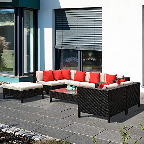 Outsunny US860-0670131 Patio Furniture Set, 9 Piece Outdoor Sectional Sofa thumb #1