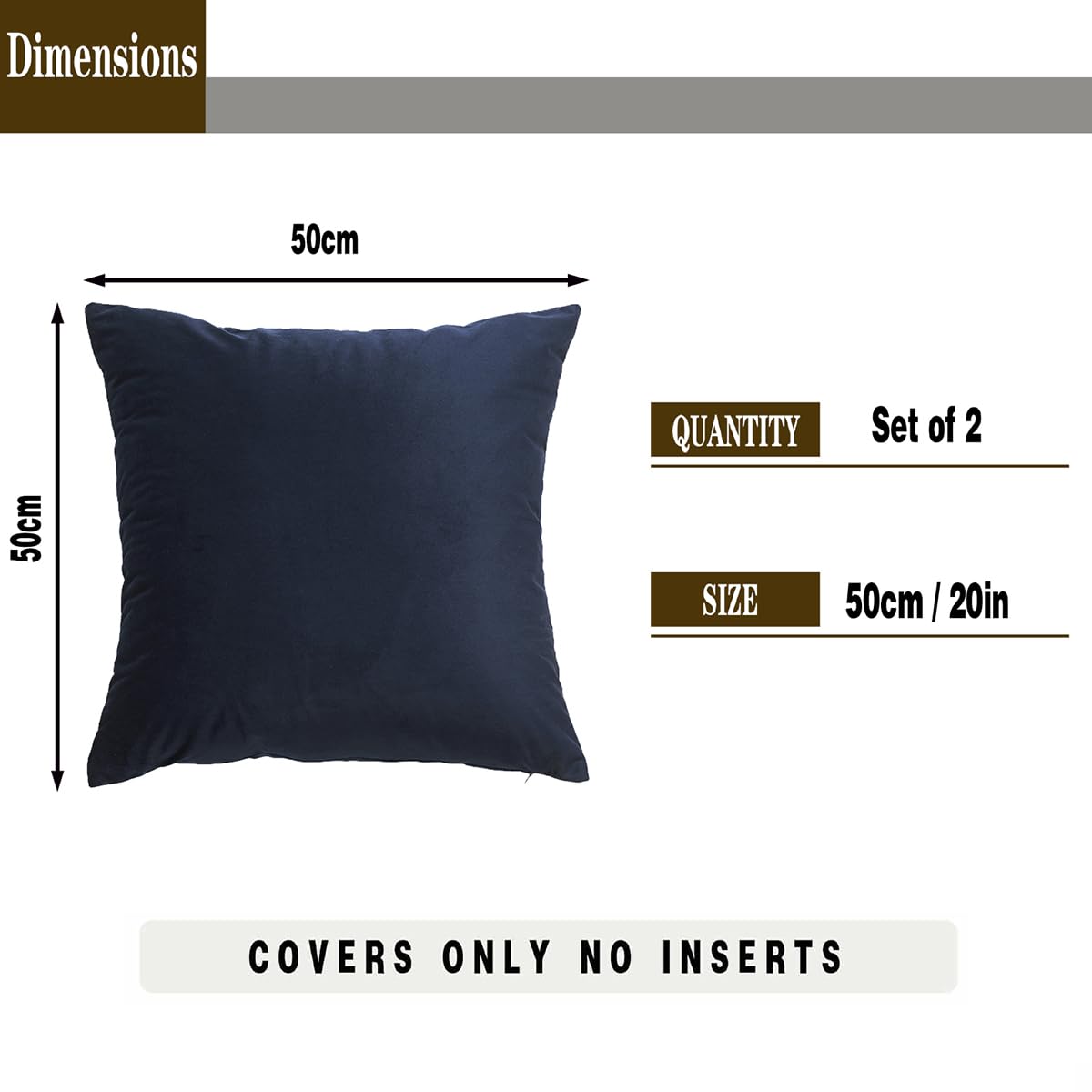 GONOVE Cushion Covers 50x50cm Decorative Modern Throw Pillow Case Pack of 2 Velvet Soft Pillow Cushion Covers Square Navy Blue Pillowcase for Livingroom Sofa Bedroom - Image 2