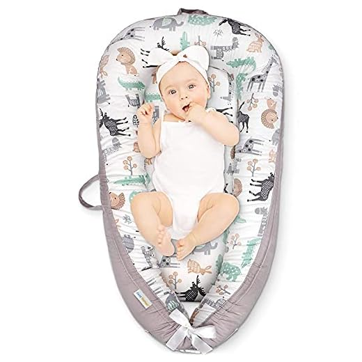 Baby Lounger & Baby Nest - Co Sleeping Newborn Lounger, Breathable Cotton & Ultra Soft - Adjustable for Crib & Bassinet Mattress, Portable Infant Snuggle Bed, Great as Newborn Shower Gift (Animals)