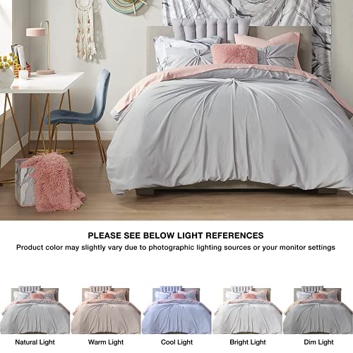 Comfort Spaces 17 Piece Bed in A Bag Comforter Set Include Sheets with 2 Side Pockets - All Season Cozy Bedding and Bedroom Organizer, College Dorm Room Essentials, Full, Madelyn, Grey