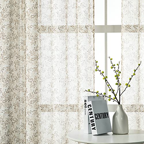 Cortinas translúcidas con ramas impresas para un dormitorio acogedor y luminoso 3
