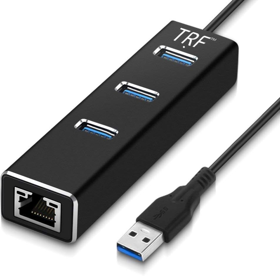 USB 3.0 Hub, TRF 3-Port USB Hub Aluminum with Gigabit Ethernet Converter LAN Adapter, USB to Ethernet Supports 10/100/1000 Mbps RJ45 LAN Network, add Extra USB Ports for PC, Laptop and Tablet