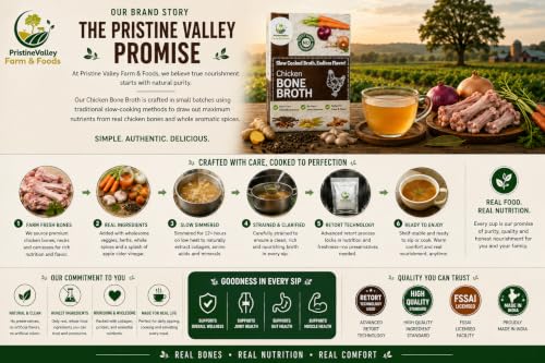 Image of Pristine Valley Farm & Foods Chicken Bone Broth for Human 300g Ready to Drink or Cook Liquid Chicken Stock | Slow Cooked 8+ Hours | No Preservatives | Rich Flavor from Aromatic Whole Spices | Rich in Natural Collagen | Gut and Joint Support |
