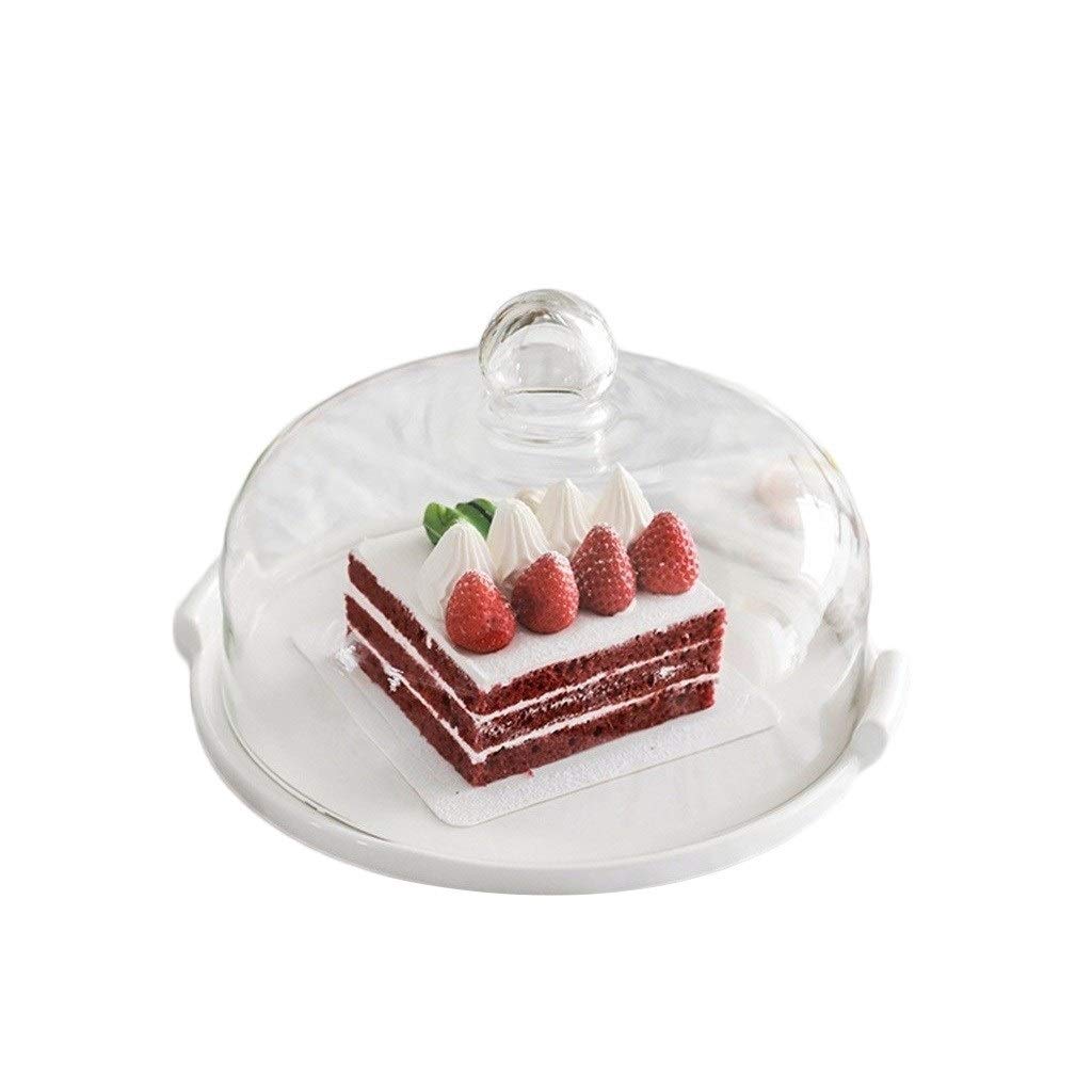 Steakteller, Schokoladenkuchenkuppel, Gebäck, Salat, Käse, Konservierungsdeckel, Doppelgriff, Porzellan-Servierplatte, Hotel-Fruchtverkostungstablett, Salatteller(23 * 23 * 15CM)