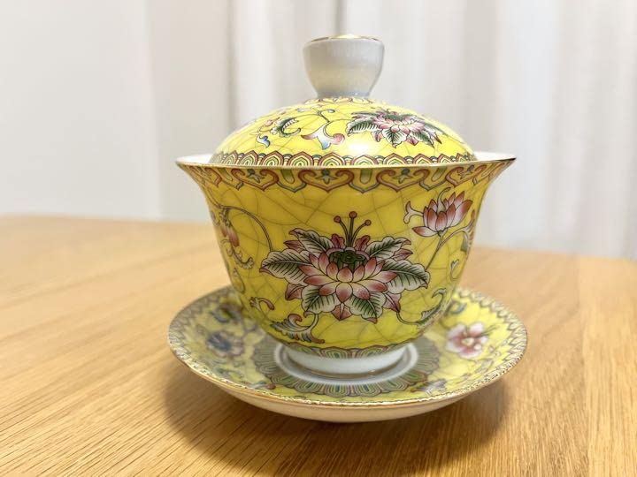 景徳鎮 元青花磁器魚藻紋懸停二才蓋碗 茶碗 煎茶