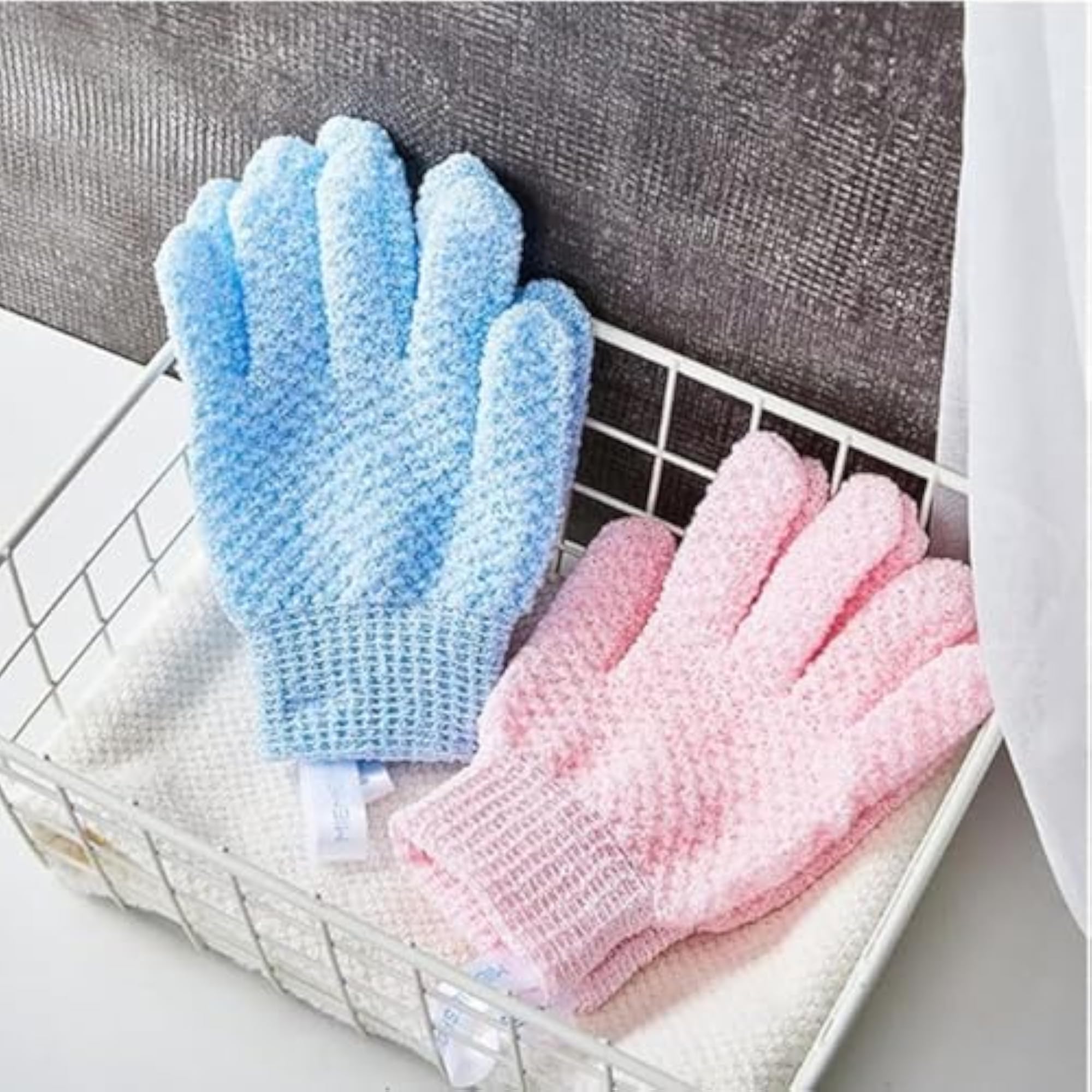 Exfoliating Bath Gloves, 100% Nylon, Double Sided Scrubber