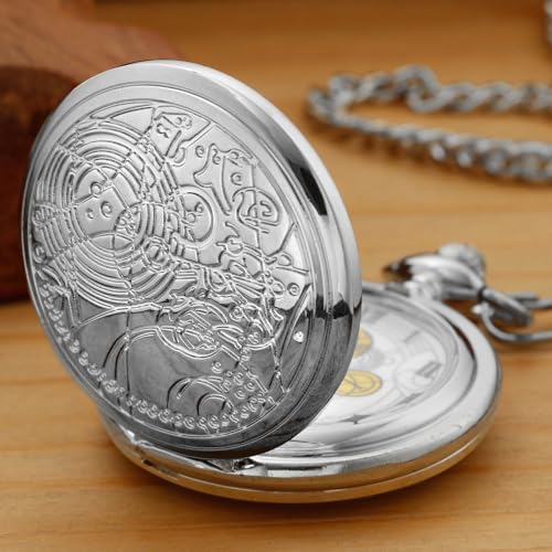 Image of Quartz Pocket Watch for Men, White Roman Digital Dial Pocket Watches for Men with Chain