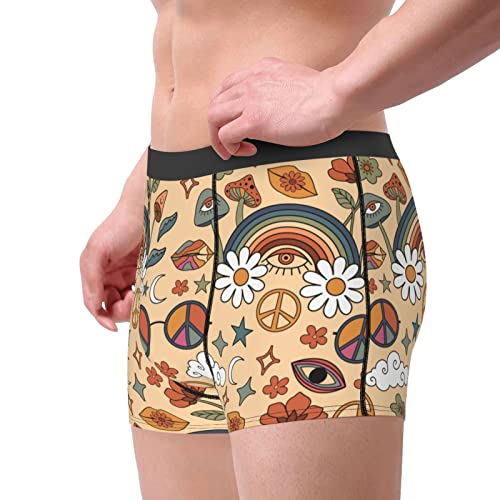 Peace Symbol Peace Sign Rainbow Mushroom Hippie Eyes Men's Boxer Briefs Breathable Men Underpants Comfortable4