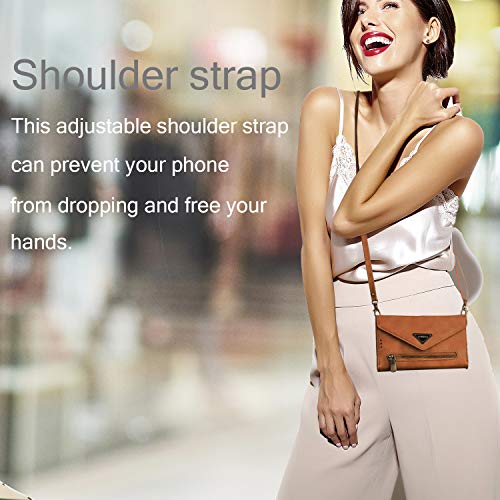 Harsel Samsung S8 Zipper Wallet Case For Women/Girl Card Holder Flip Case Pu Leather Cover Purse With Pouch Wrist & Shoulder Strap Stand Lanyard Galaxy S8 Protective Case Crossbody Handbag Case Brown #TOP1