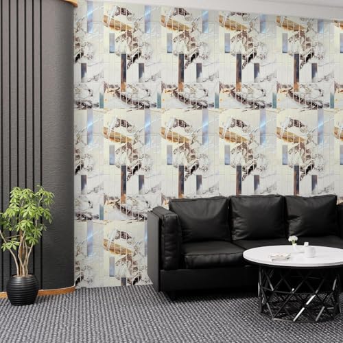 Image of WrapWall 3D Wallpaper Self Adhesive Foam Pack of 4 (60x30 cm) | Waterproof Brick Design Wallpaper |Peel & Stick DIY Wall Decor for Living Room Bedroom Kitchen (4, Cream Mosaic)