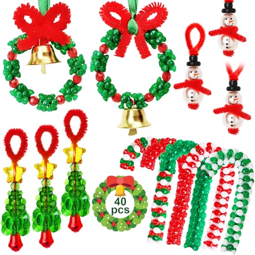 AWHETIE Christmas Crafts for Adults 40 Sets Christmas Beaded Ornament Kit
