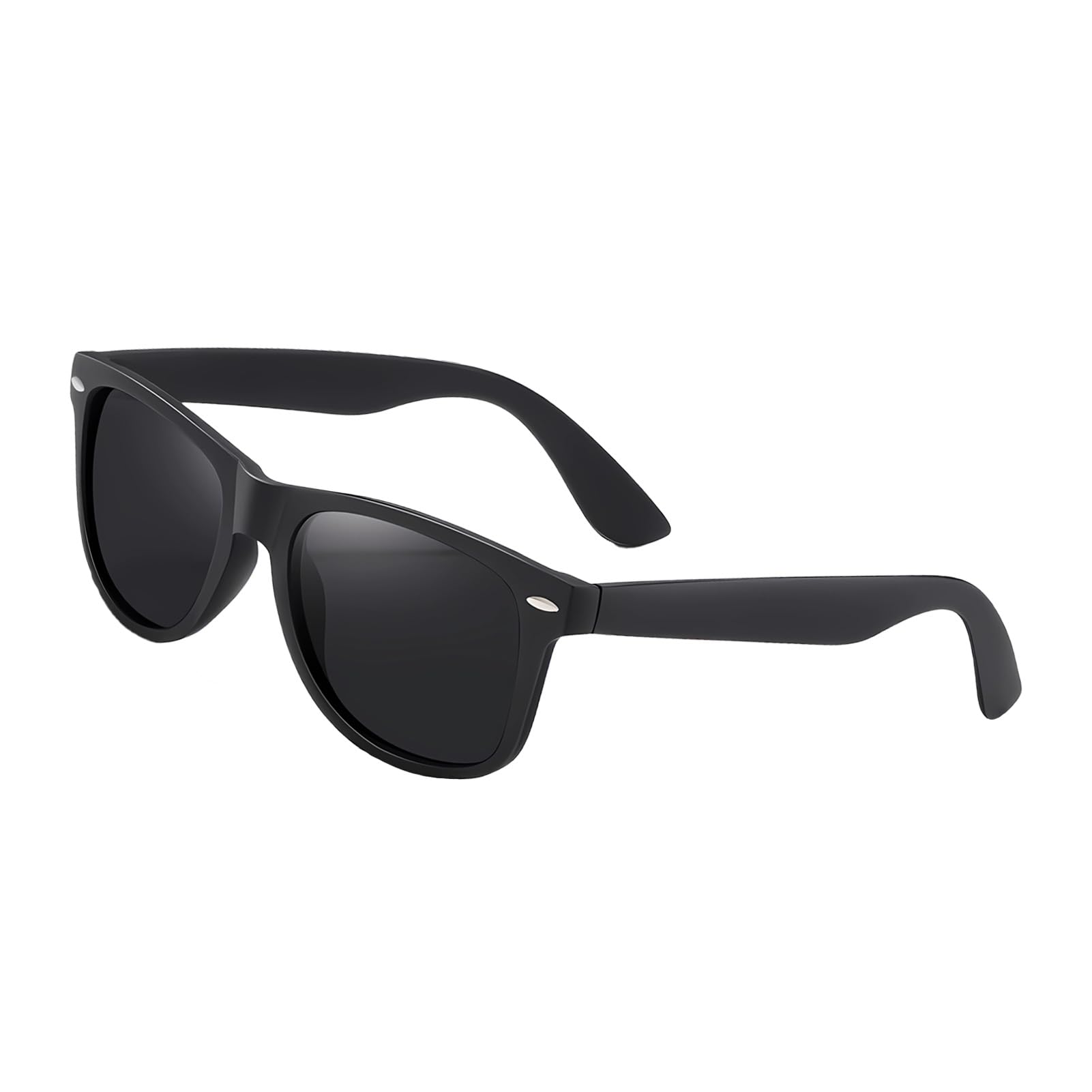 Gafas de sol para hombre y mujer, UV400, clásicas, rectangulares, color negro, retro, ligeras y estables para conducir, pesca, exteriores (incluye funda de piel y paño de microfibra)