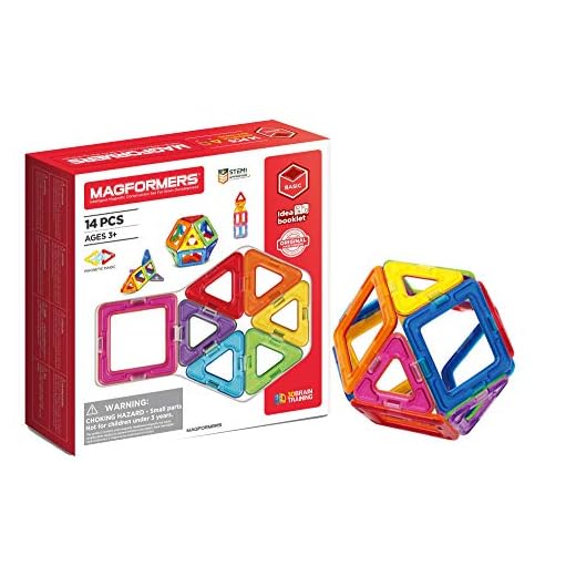 Magformers 14-piece Magnetic Construction Tiles Toy. STEM Teaching Resource. With 6 Squares and 8 Triangles. Magnetic Tiles For Children Aged 3+.