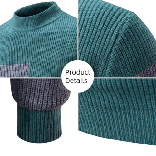 Mens Colorblocked Pullover Sweaters, Pullover Long Sleeve Color Block Cable Knit Long Sleeve Mock Neck Contrast Sweaters3