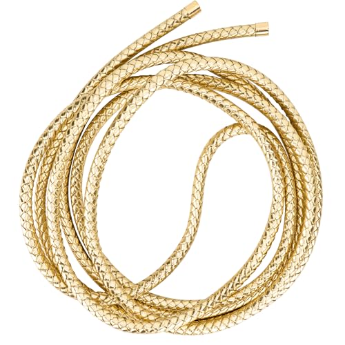 Hoappa Golden Superhero Lasso Rope Cosplay Accessory 9.8ft 8mm PU Leather Costume Whip with Metal Sealed Ends for Adult Costume & Comic Con
