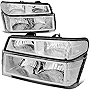 Auto Dynasty 4Pcs Factory Style Headlights Assembly and Bumper Lamps Compatible with Chevy Colorado GMC Canyon Isuzu i-Series 04-12, Driver and Passenger Side, Chrome Housing Clear Corner