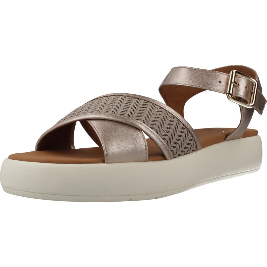Geox Women's D CAMALEI F Flat Sandal, Champagne, 7 UK