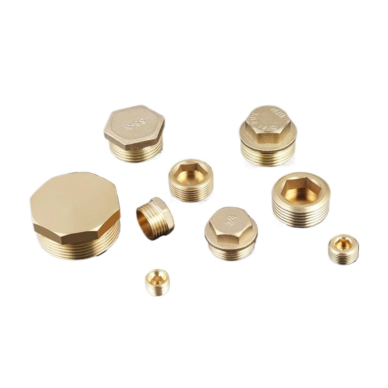 1/8" 1/4" 3/8" 1/2" 3/4" 1" A 2" Filettatura Vite For Tubo In Ottone Maschio Tappo Di Chiusura For Arresto Del Coperchio Esagonale For(Hexagon (3I8),QTY 10pcs)