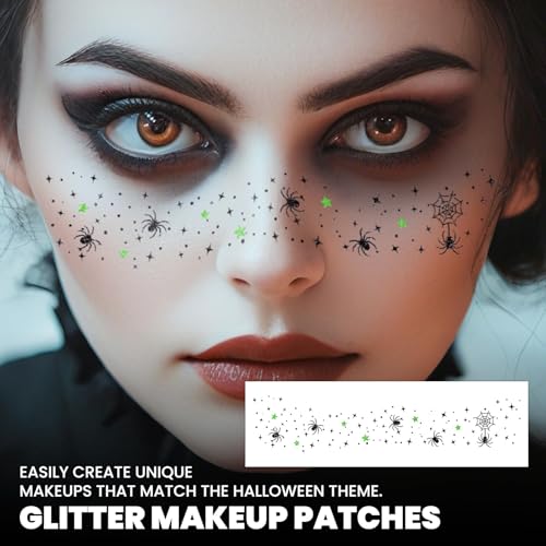 Halloween Glitter Freckle & Gems, Face Tattoo for Women Makeup Decorations - image 3