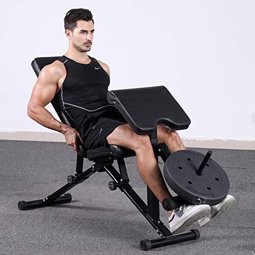 Mikolo Adjustable Weight Bench, Strength Training Foldable Exercise Workout Bench with Preacher Pad, Leg Extension for Home Gym, Full Body Workout - (2021 Upgraded)