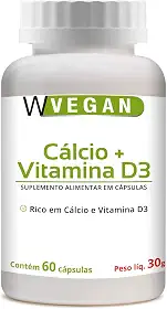 W Vegan Calcio + Vitamina D3 2.000 Ui 60 Capsulas Wvegan Vegano Cálcio