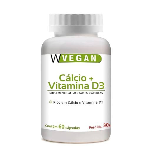 Calcio + Vitamina D3 2.000 UI 60 capsulas WVegan Vegano Cálcio