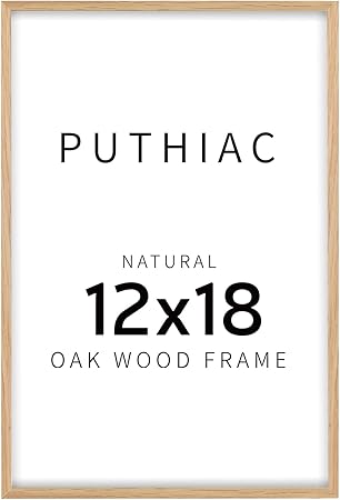 12x18 Oak Wood Picture Frame - Minimalist 12x18 Poster Frame, 12"x18" Picture Frame Wood, Natural Solid Wooden Picture Frames for Wall Art Photo and Prints(1 Pack, Beige)