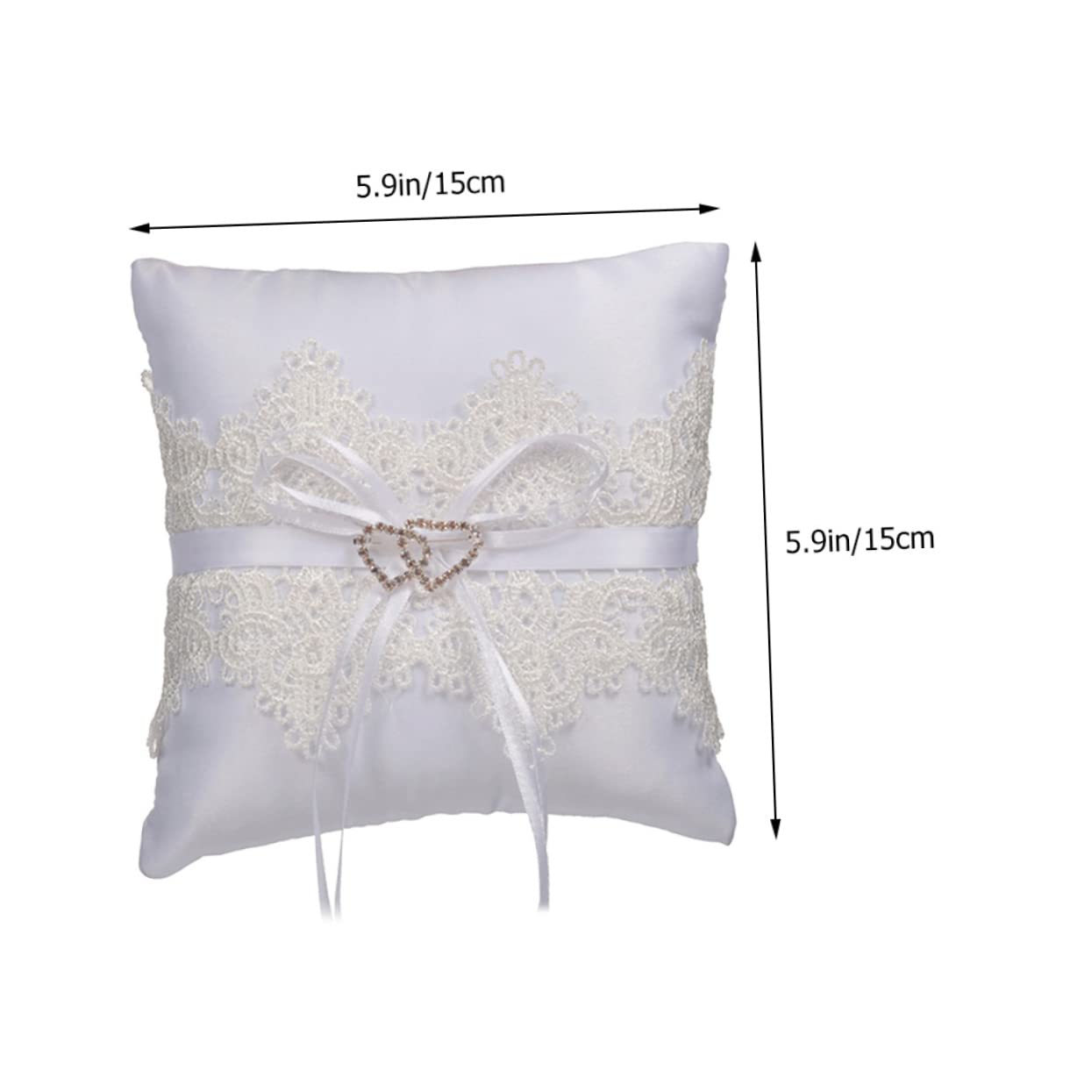 Cabilock Wedding Bearer Pillow Lace Heart Design Elegant Holder for Wedding Ceremony for Displaying