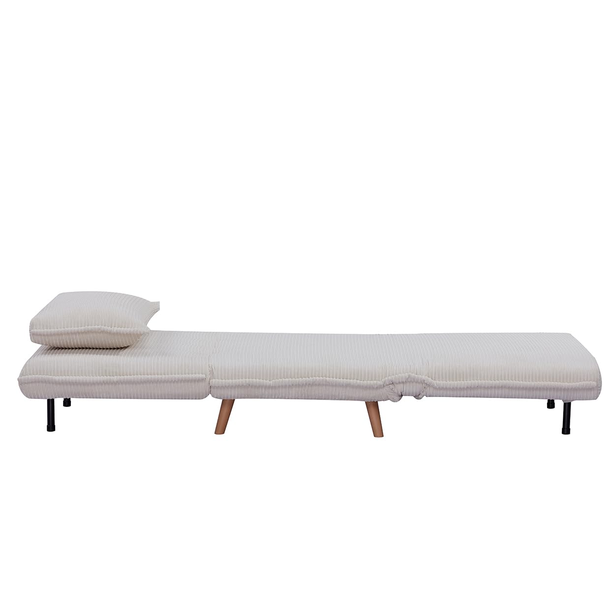 EVERGREENWEB - Poltrona Letto trasformabile | Poltrona letto con Materasso singolo e cuscino imbottito | Divanetto clic clac con Schienale Regolabile 1 posto con gambe in legno | Bianco |Velvet 80