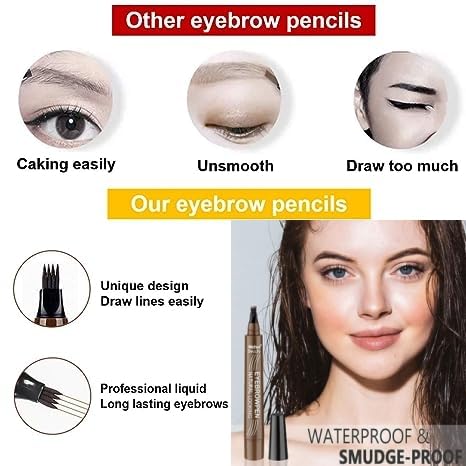 Miniatura 6 de Lápiz líquido para cejas, lápiz de cejas Microblading con un aplicador de punta de micro-tenedor, de larga duración, impermeable y a prueba de