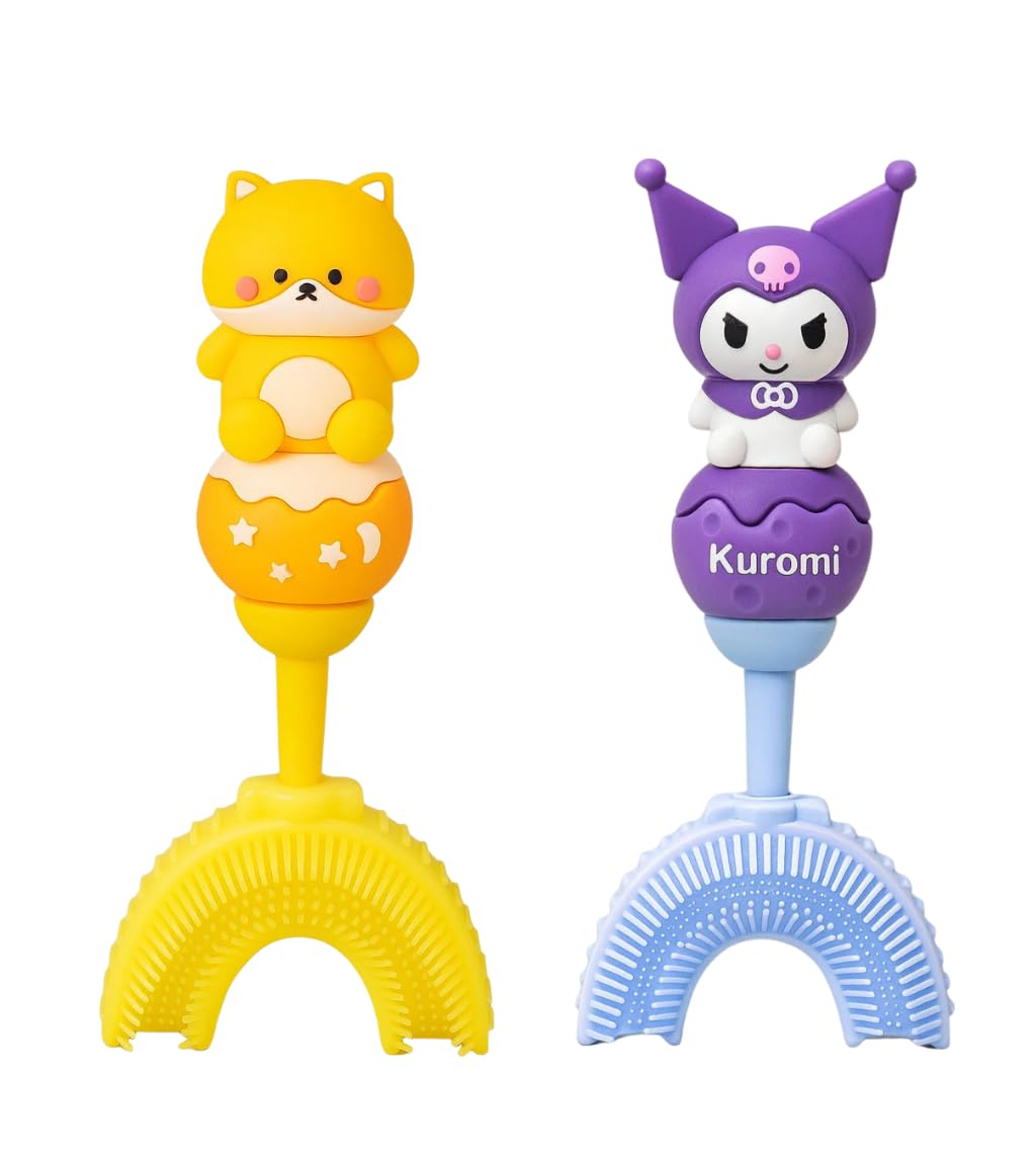 U Shape Toothbrush (Combo of 2 (Sunshine Teddy & Purple Kuromi))-picture-24