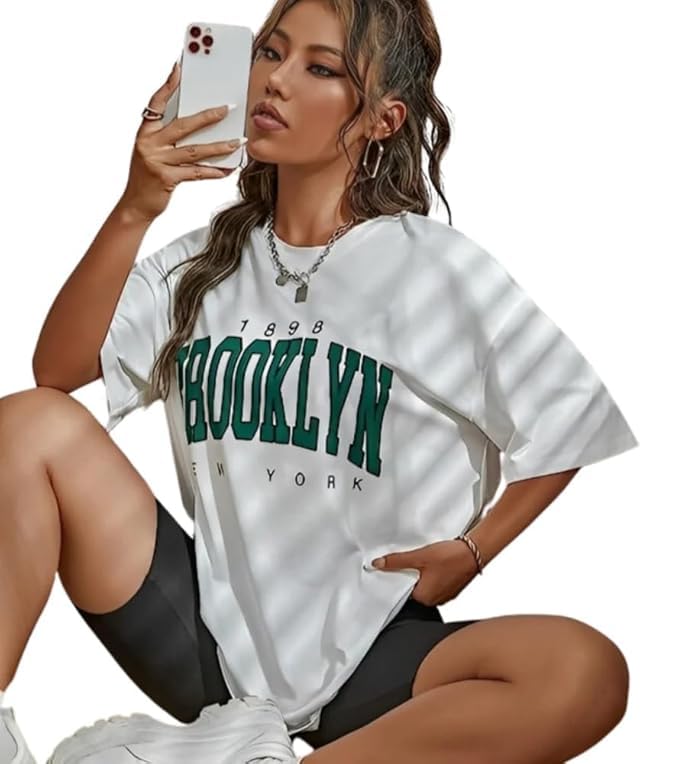 Image of DIAZ Women's Cottonblend Half Sleeve Oversized Drop Shoulder T-Shirt-Pack of 2