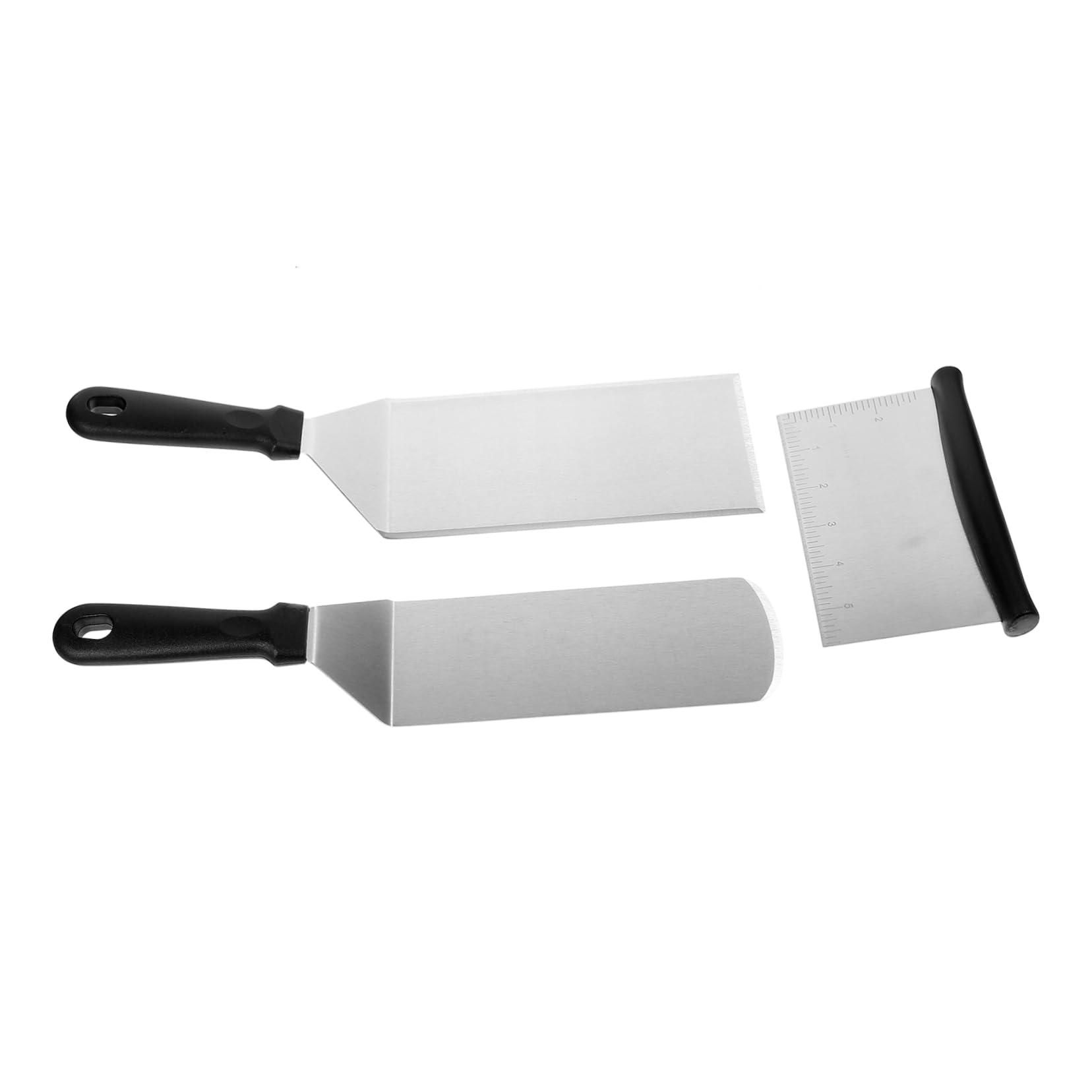 Spatule Cuisine en Acier Inoxydable Manche en Pp Résistant la Chaleur, Ustensile Polyvalent pour Cuisson et Friture, Lot de 3 Set de Set de Pièces Argenté