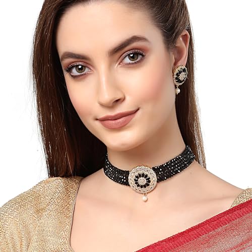 ZENEME Necklace American Diamond Gold Plated Brass Pearl Choker Necklace with Earring Fashion Jewellery Set For Women Girls - Image 5