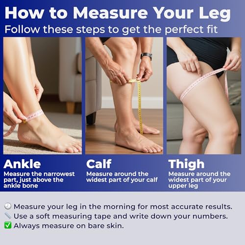 mojo compression socks - 20-30mmhg graduated support thigh-hi leg sleeves with grip top - 10 sizes 5 colors - reduces swelling ideal for varicose veins lymphedema dvt treatment - 1 pair