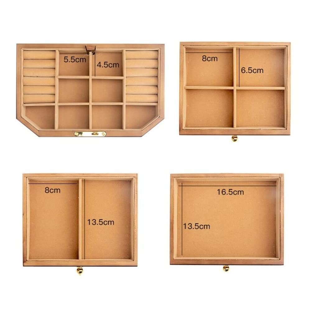 Organizer na biżuterię dla kobiet, lite drewno z zamkiem, schowek na naszyjniki, pierścionki, zegarki i nie tylko, elegancki design, aby Twoje skarby były bezpieczne