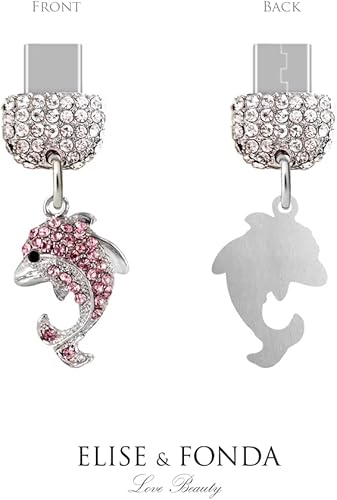 Miniatura 3 de ELISE & FONDA TP77 Tipo-C Puerto de carga USB Crystal Anti Dust Plug Dolphin Encanto del teléfono celular para Samsung GalaxyHuaweiOnePlusXiaomioppo