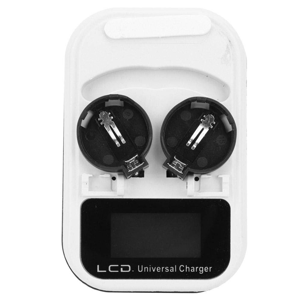 Jarchii Battery Charger, 2Pcs 100-240V Rechargeable LCD Display Button Battery Charger for LIR2016 LIR2025 LIR2032 ML2025 ML2032 Button Li Battery (US Plug)