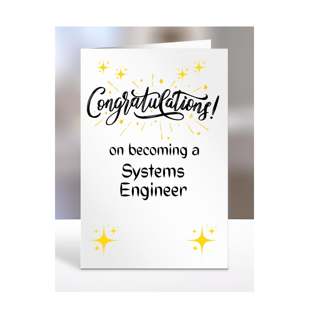 Congratulations on becoming a Systems Engineer, card for men, women, him, her, colleague, boss, manager, supervisor, friend, gifts or presents, A5-211c_54 — image 1