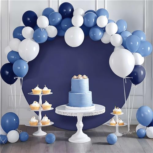 Heavyoff 6FT Round Backdrop Cover for Circle Arch Stand Polyster Navy Blue Arch Backdrop Cover for Wedding Birthday Party Baby Shower Photography Decoration