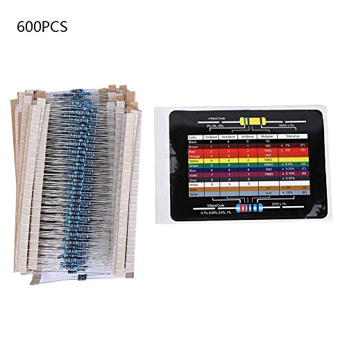 Resistor de filme, portátil de 600 unidades resistores de 30 valores para bricolagem