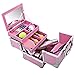 Homdox Mini Makeup Train Case Aluminum Cosmetic Box With Mirror + 2 Keys Jewelry Box Cosmetic Organizer (Pink) 7.8 x 6.05 x 6.05inch